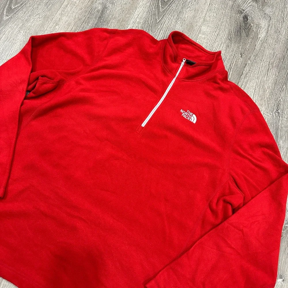 The North Face Sweater Men's‎ 2XL Red Fleece Quarter Zip Pullover Sweater